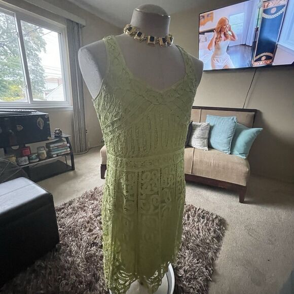 Vintage Kroshetta by Papillion Green Lined Fit & Flare Dress Size Large Witchy - Picture 3 of 14